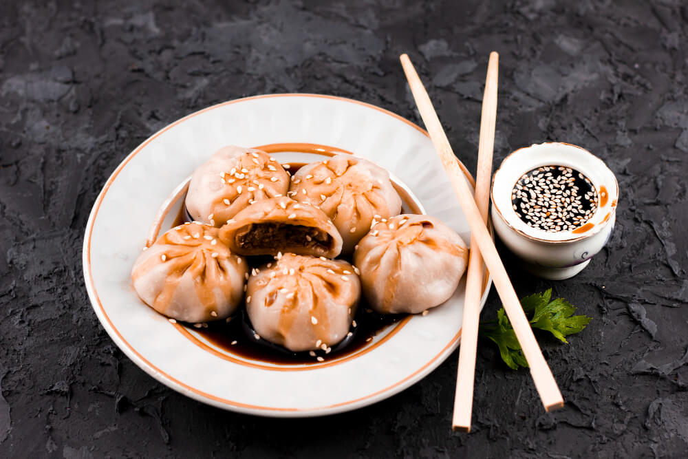Bowl of dumplings ready to eat with proper dining etiquette