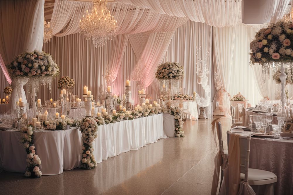 Banquet table decorated with flowers and candles in Sydney