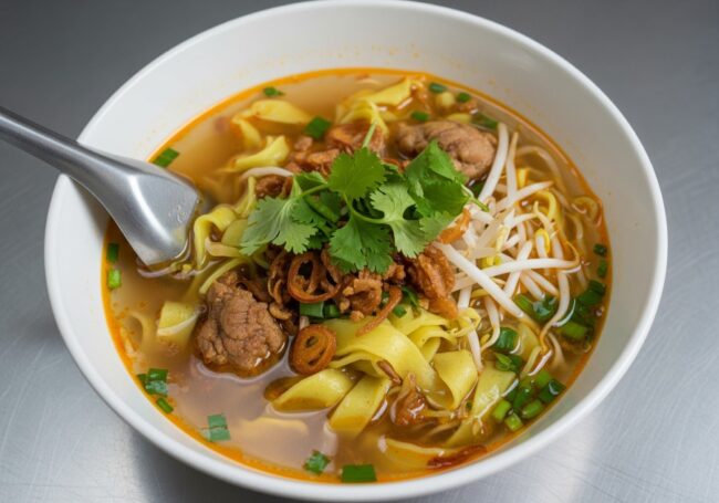 Popular Southeast Asian Noodle Soup in a bowl-img Southeast Asian noodle soup with beef, fresh coriander and bean sprouts cooked by My Bella Asian in Bella Vista, NSW