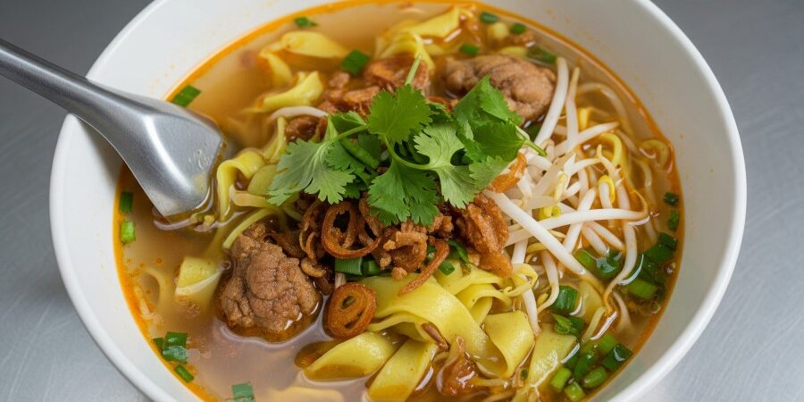 Southeast Asian noodle soup with beef, fresh coriander and bean sprouts cooked by My Bella Asian in Bella Vista, NSW